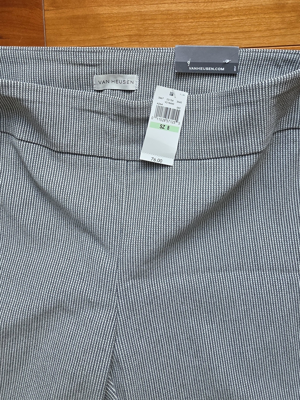 Van Heusen Women's Cropped Pinstripe Pants in Gray and White Size 8